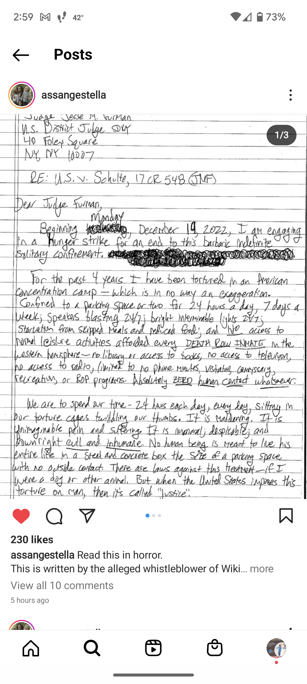 Read more about the article Joshua Schulte’s letter to the judge.